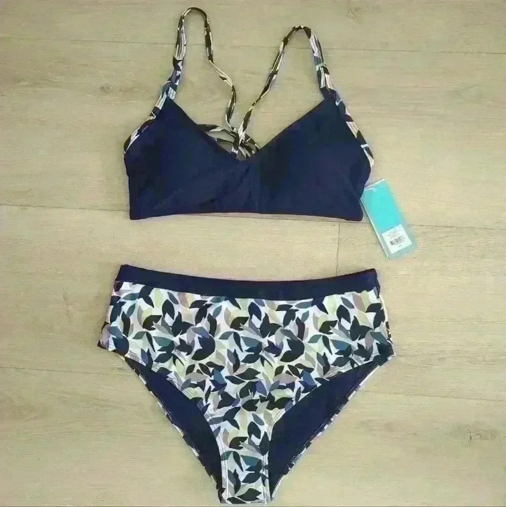 QUINTSOUL |  Women's Tikal Multi Navy High Waisted Bottoms with Cami Top